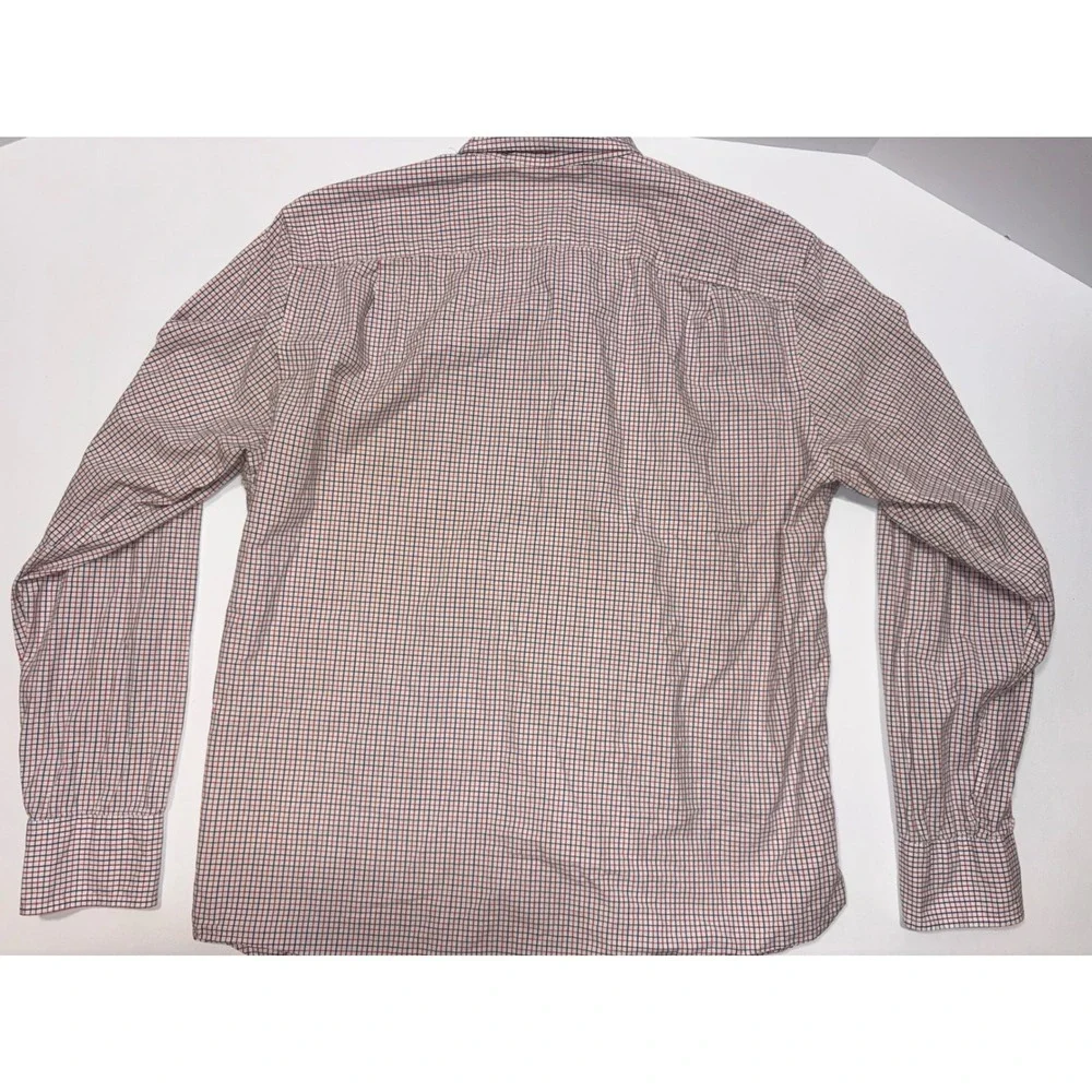 J. Crew Tailored‎ Fit Button Down Shirt Red Blue Check Men's Long Sleeve Cotton